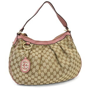 Gucci Sukey Shoulder Bag GG Canvas Beige Pink
